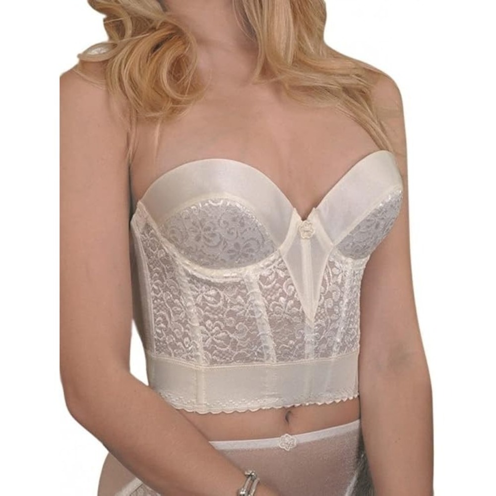 Carnival Women's Low Plunge Backless Tuxedo Lace Longline Bra‎ - 32A - Ivory